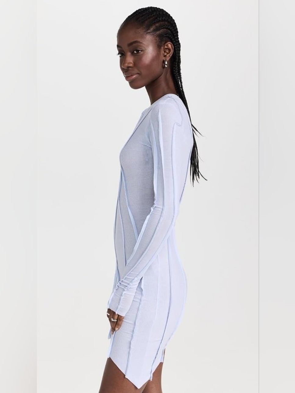 Nwt Sami Miro Vintage Asymmetric Long Sleeve Mini Dress In White Sz S — image 4 of 8
